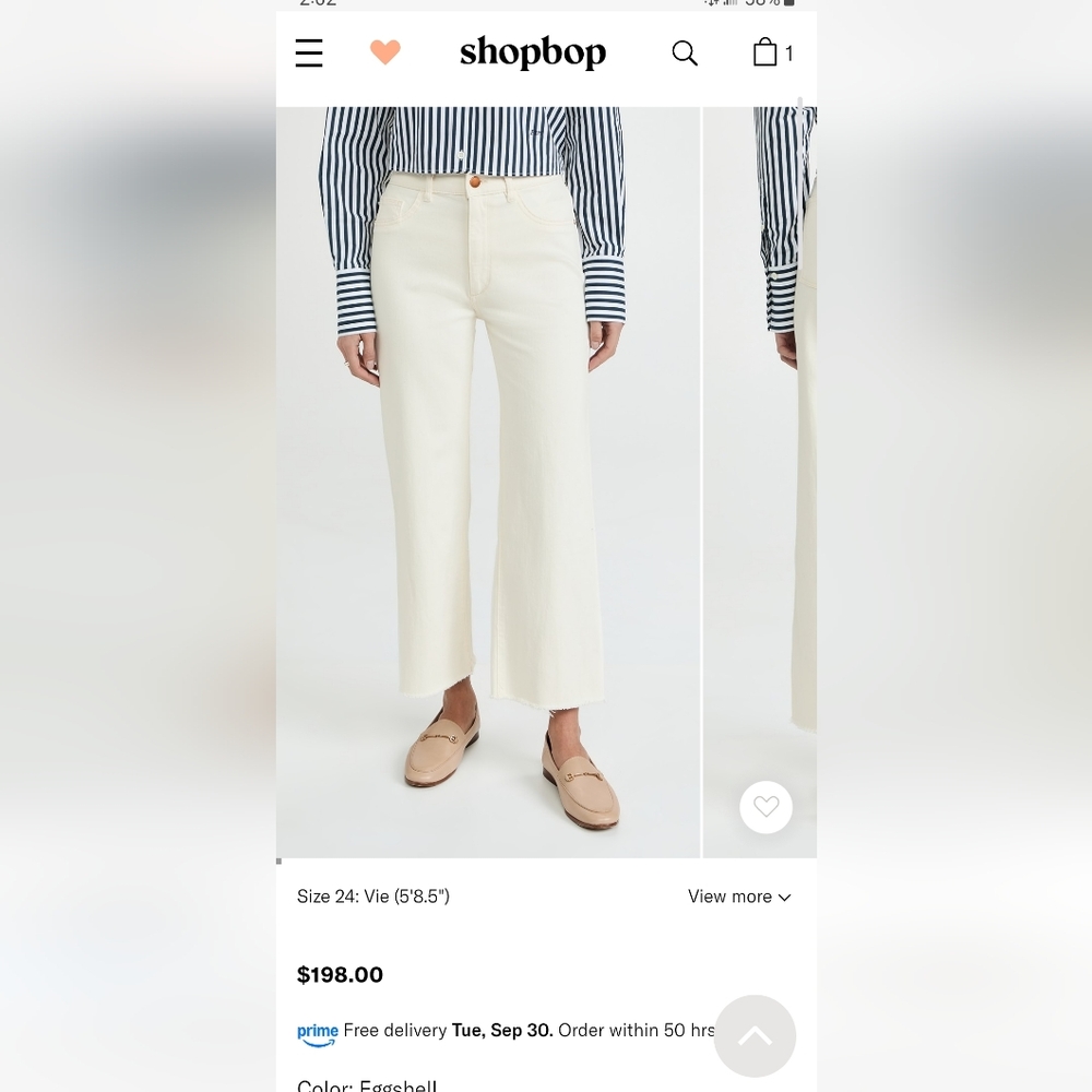 DL1961 Hepburn Wide Leg High Rise Jeans in Eggshell